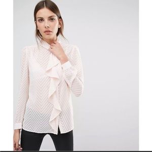 REISS ballet pink ruffle blouse top shirt work career beautiful 2